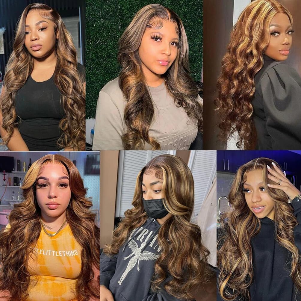 Ombre Highlight Body Wave Bundles Human Hair 12A Honey Blonde P4/27 Human Hair Body Wave 14~28 inch 100% Unprocessed Brazilian Virgin Hair Bouble Weft Natural Weave