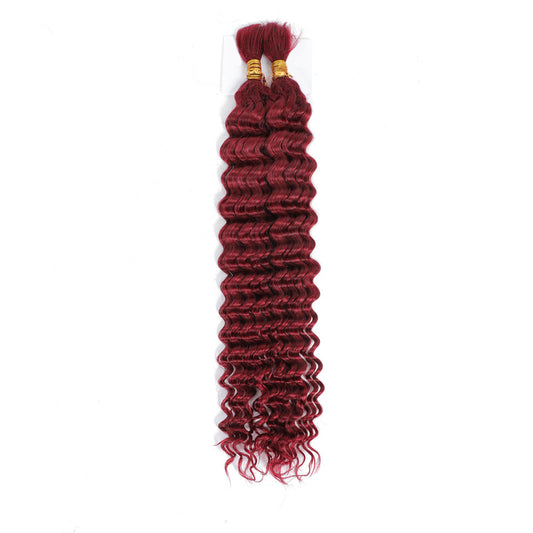 99j Red Burgundy 100% Human Braiding Hair for Boho Braids Braiding Knotless 12A Deep Wave Bulk Bohemian