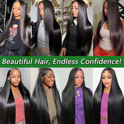 Human Hair Bundles Straight 12-28 Inch 100% Unprocessed Brazilian Virgin Hair Weave Silky Black Hair for Black Women