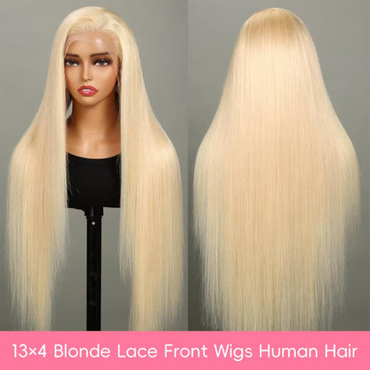16~26 Inch 613 Lace Front Wig Human Hair 13X4 Blonde Straight HD Transparent Lace Frontal Wigs Human Hair Pre Plucked with Baby Hair 180% Density Blonde Glueless Wigs Human Hair