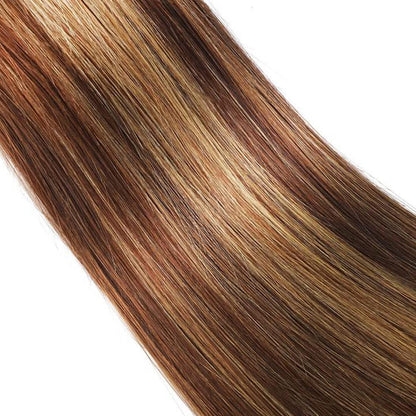P4/27 Highlight Straight Bundle Brown And Honey Blonde Human Hair Brazilian Unprocessed Virgin Hair Extensions For Women Piano Color 14~28 Inch