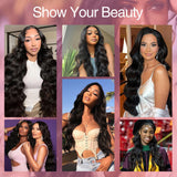 13x6 Lace Front Wigs Human Hair Pre Plucked 200% Density Body Wave HD Lace Front Wigs Human Hair Transparent Frontal Glueless Wigs Virgin Human Hair for Women Natural Black
