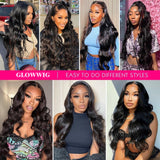 13x6 HD Lace Front Wigs Human hair Pre Plucked 180 Density 12A Brazilian Body Wave Frontal Wigs Human Hair with Baby Hair Natural Hairline Natural Black Color