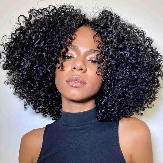 Kinky Curly Human Hair Bundles 12A Grade Brazilian Weave Virgin Human 100% Unprocessed Weft Extensions Natural Black Color 10~28''