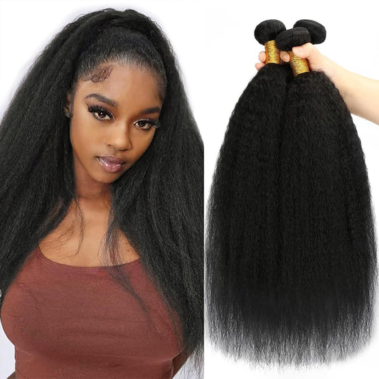 Kinky Straight Bundles Human Hair 14~28'' Straight Bundles Real Human Hair 100% Unprocessed Brazilian
