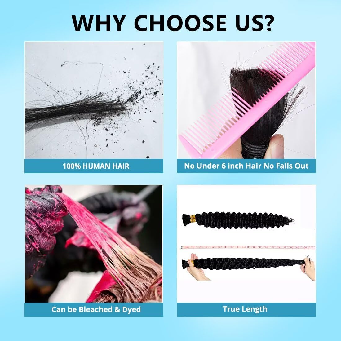 350 Dark Ginger 100% Human Braiding Hair for Boho Braids Braiding Knotless 12A Deep Wave Bulk Bohemian