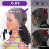 Deep Wave BOB Wig Human Hair 13x4 HD Curly BOB Lace Front Wigs Human Hair Pre Plucked Wear And Go Glueless Short Curly Frontal BOB Wigs For Black Women Wet And Wavy