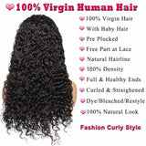 13x4 Kinky Curly Lace Front Wigs Human Hair Pre Plucked 180 Density Brazilian Wet And Wavy Human Hair Wigs Glueless Curly Lace Frontal Wig Natural Color
