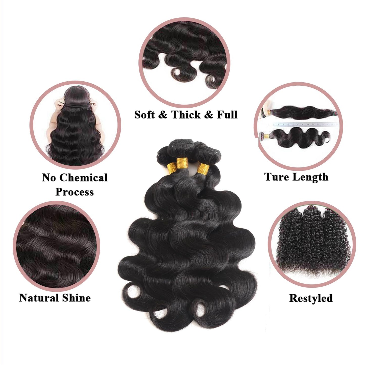 12A Human Hair Bundles Body Wave One Bundle 100% Unprocessed Brazilian Virgin Hair Bundles Double Weft Weave Body Wave Human Hair Natural Black Color