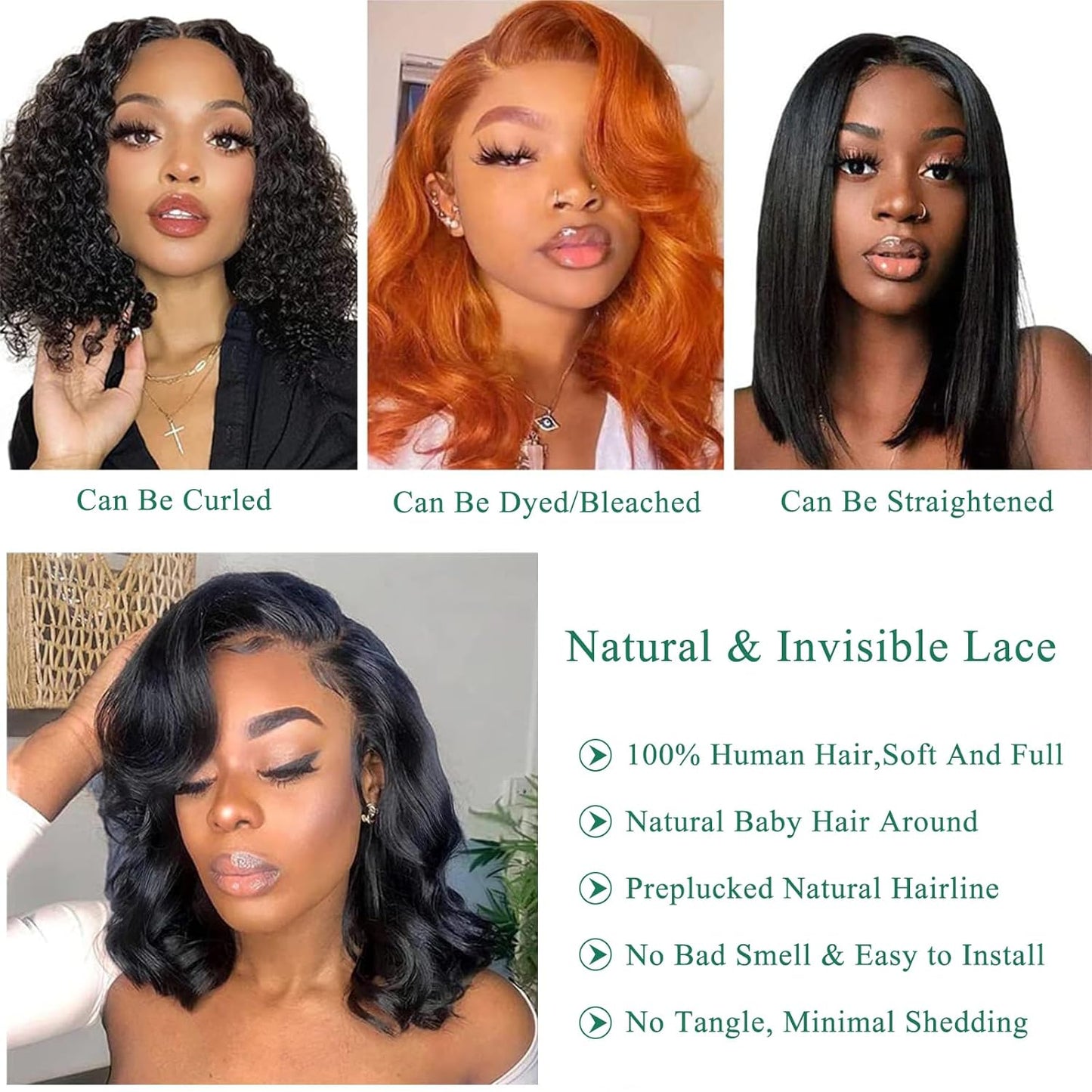 Bob Wig Human Hair 13x4 Frontal Lace Wig Body Wave HD Lace Front Wigs Human Hair Pre Plucked Glueless Bob Wigs for Women 6~16''