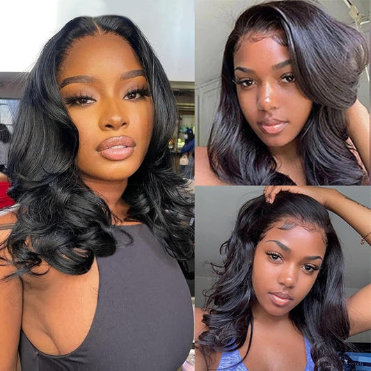 Bob Wig Human Hair 13x4 Frontal Lace Wig Body Wave HD Lace Front Wigs Human Hair Pre Plucked Glueless Bob Wigs for Women 6~16''