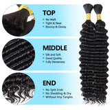 P4/30 Deep Wave Human Braiding Hair  Bulk Human Hair for Braiding No Weft Human Braiding Hair for Boho Braids Wet and Wavy 100% Brazilian Virgin Curly Hair