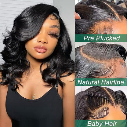 Bob Wig Human Hair 13x4 Frontal Lace Wig Body Wave HD Lace Front Wigs Human Hair Pre Plucked Glueless Bob Wigs for Women 6~16''