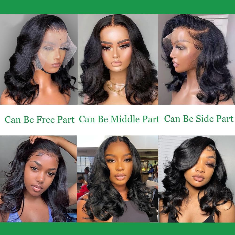 Bob Wig Human Hair 13x4 Frontal Lace Wig Body Wave HD Lace Front Wigs Human Hair Pre Plucked Glueless Bob Wigs for Women 6~16''