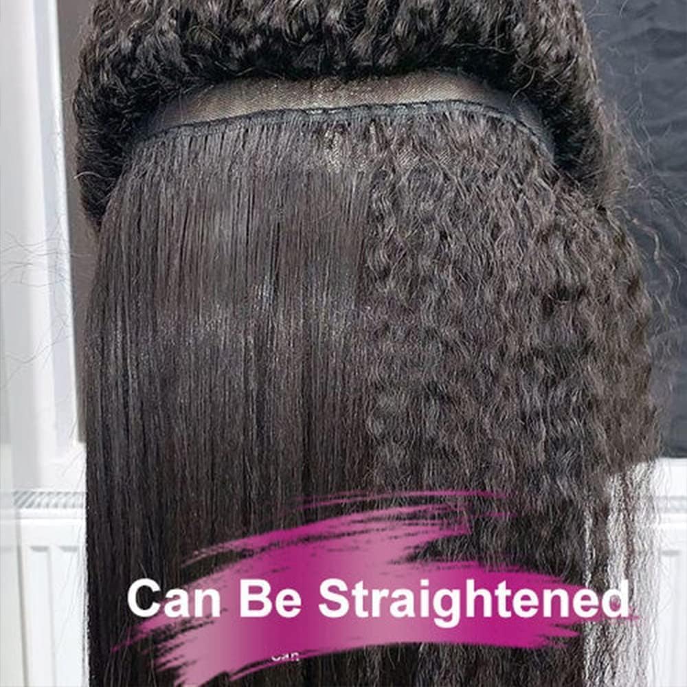 Kinky Straight Human Hair Wig For Black Women Natural Kinky Straight 13x4 Lace Front Wigs Human Hair Kinkycurly human hair wig 8~30''