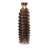 P4/30 Deep Wave Human Braiding Hair  Bulk Human Hair for Braiding No Weft Human Braiding Hair for Boho Braids Wet and Wavy 100% Brazilian Virgin Curly Hair