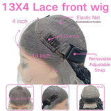 4C Kinky Edges Lace Front Bob Wig 6~16'' Short Kinky Straight Human Hair Wig Glueless Deep Side Parted Lace Bob Wig with Natural Hairline For Women