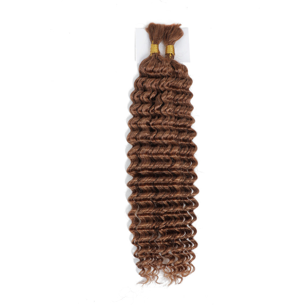 100% Brown Human Braiding Hair for Boho Braids Braiding Knotless 12A Deep Wave Bulk Bohemian Color30