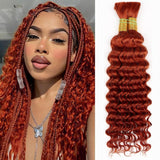 350 Dark Ginger 100% Human Braiding Hair for Boho Braids Braiding Knotless 12A Deep Wave Bulk Bohemian