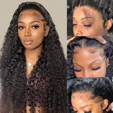 13x4 Kinky Curly Lace Front Wigs Human Hair Pre Plucked 180 Density Brazilian Wet And Wavy Human Hair Wigs Glueless Curly Lace Frontal Wig Natural Color