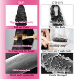 13x6 Lace Front Wigs Human Hair Pre Plucked 200% Density Body Wave HD Lace Front Wigs Human Hair Transparent Frontal Glueless Wigs Virgin Human Hair for Women Natural Black