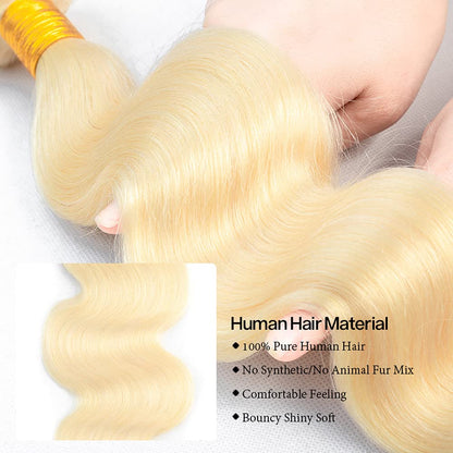 #613 Blonde Bundles Human Hair Body Wave Bundles 14~30 Inch Honey Blonde Body Wave Bundle Human Hair Extensions Unproceesed Virgin Hair 100 Gram Per Bundle
