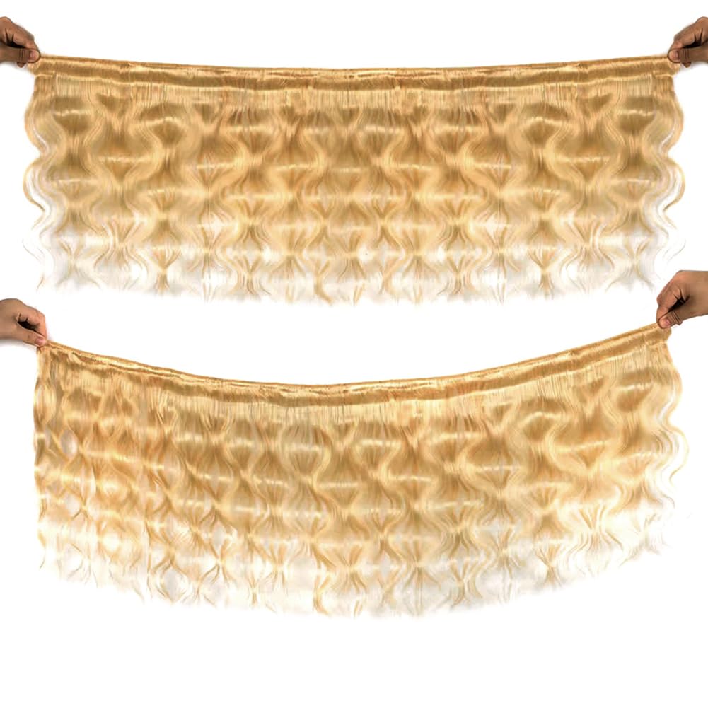 Honey Blonde Bundles Human Hair Brazilian #27 Colored Body Wave Bundles 12A Grade 100% Unprocessed Hair Weft(14~28 Inch)