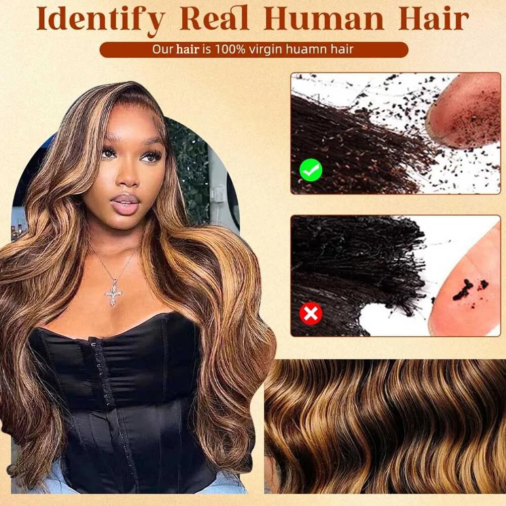 Ombre Highlight Body Wave Bundles Human Hair 12A Honey Blonde P4/27 Human Hair Body Wave 14~28 inch 100% Unprocessed Brazilian Virgin Hair Bouble Weft Natural Weave