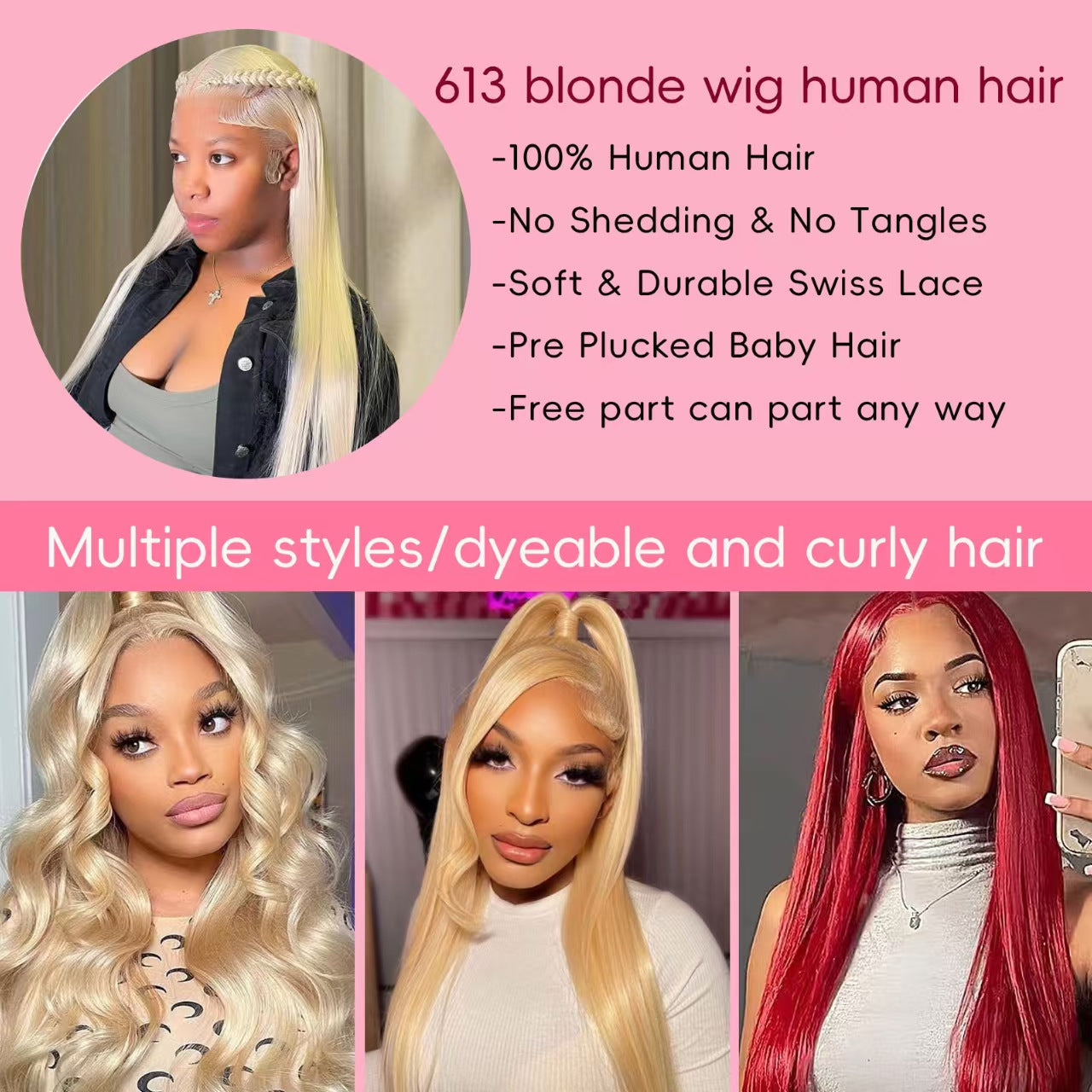 16~26 Inch 613 Lace Front Wig Human Hair 13X4 Blonde Straight HD Transparent Lace Frontal Wigs Human Hair Pre Plucked with Baby Hair 180% Density Blonde Glueless Wigs Human Hair