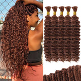 100% Brown Human Braiding Hair for Boho Braids Braiding Knotless 12A Deep Wave Bulk Bohemian Color30