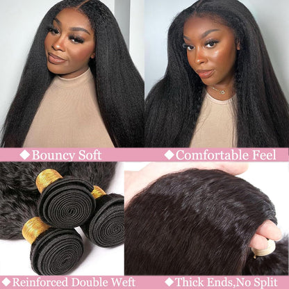 Kinky Straight Bundles Human Hair 14~28'' Straight Bundles Real Human Hair 100% Unprocessed Brazilian