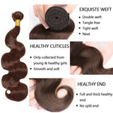 Brown Human Hair Bundles Body Wave Brown Bundles Human Hair 12A 100% Unprocessed Brazilian Virgin Hair Chocolate Color Body Wave Color 4#