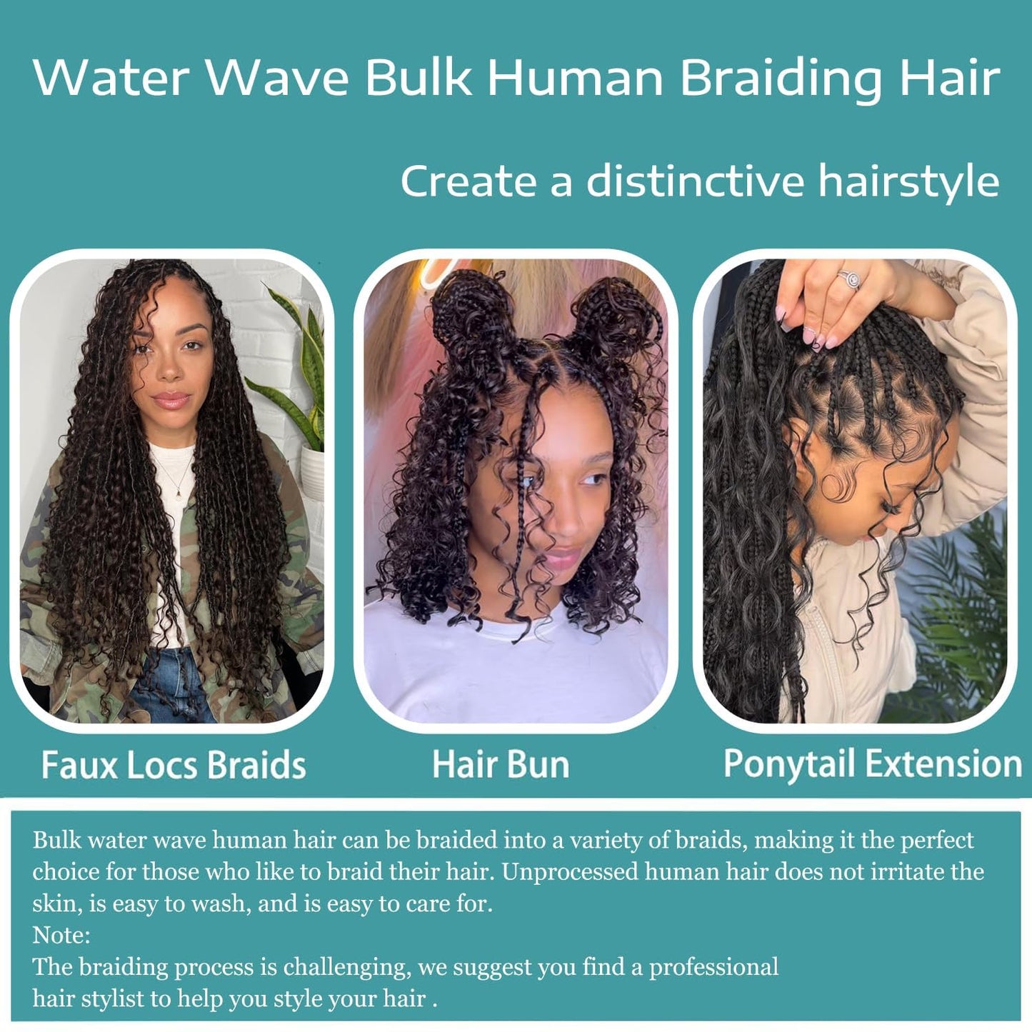 Human Braiding Hair Water Wave Human Hair Bulk for Boho Braids Brazilian Virgin Human Hair