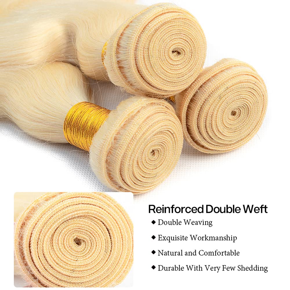 #613 Blonde Bundles Human Hair Body Wave Bundles 14~30 Inch Honey Blonde Body Wave Bundle Human Hair Extensions Unproceesed Virgin Hair 100 Gram Per Bundle