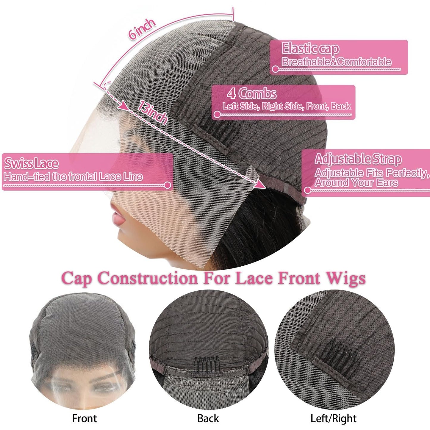 13x6 Lace Front Wigs Human Hair Pre Plucked 200% Density Body Wave HD Lace Front Wigs Human Hair Transparent Frontal Glueless Wigs Virgin Human Hair for Women Natural Black