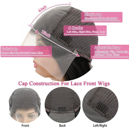 13x6 Lace Front Wigs Human Hair Pre Plucked 200% Density Body Wave HD Lace Front Wigs Human Hair Transparent Frontal Glueless Wigs Virgin Human Hair for Women Natural Black