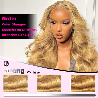 Honey Blonde Bundles Human Hair Brazilian #27 Colored Body Wave Bundles 12A Grade 100% Unprocessed Hair Weft(14~28 Inch)