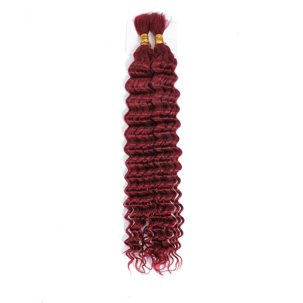 99j Red Burgundy 100% Human Braiding Hair for Boho Braids Braiding Knotless 12A Deep Wave Bulk Bohemian