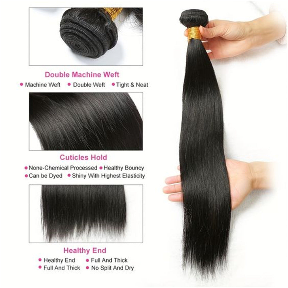 Human Hair Bundles Straight 12-28 Inch 100% Unprocessed Brazilian Virgin Hair Weave Silky Black Hair for Black Women