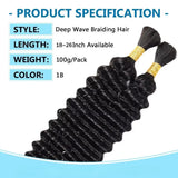 99j Red Burgundy 100% Human Braiding Hair for Boho Braids Braiding Knotless 12A Deep Wave Bulk Bohemian