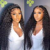 13x4 Kinky Curly Lace Front Wigs Human Hair Pre Plucked 180 Density Brazilian Wet And Wavy Human Hair Wigs Glueless Curly Lace Frontal Wig Natural Color