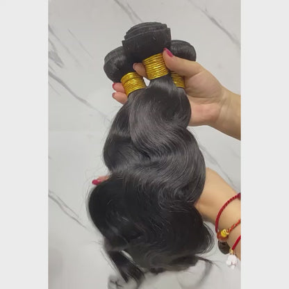 12A Human Hair Bundles Body Wave One Bundle 100% Unprocessed Brazilian Virgin Hair Bundles Double Weft Weave Body Wave Human Hair Natural Black Color