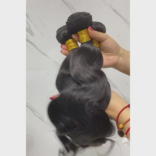 12A Human Hair Bundles Body Wave One Bundle 100% Unprocessed Brazilian Virgin Hair Bundles Double Weft Weave Body Wave Human Hair Natural Black Color