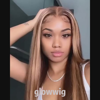 P4/27 Highlight Straight Bundle Brown And Honey Blonde Human Hair Brazilian Unprocessed Virgin Hair Extensions For Women Piano Color 14~28 Inch