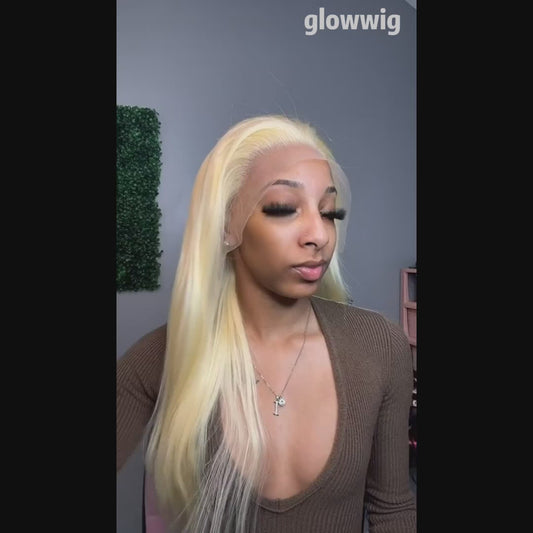 16~26 Inch 613 Lace Front Wig Human Hair 13X4 Blonde Straight HD Transparent Lace Frontal Wigs Human Hair Pre Plucked with Baby Hair 180% Density Blonde Glueless Wigs Human Hair