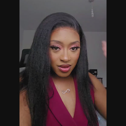 Kinky Straight Human Hair Wig For Black Women Natural Kinky Straight 13x4 Lace Front Wigs Human Hair Kinkycurly human hair wig 8~30''