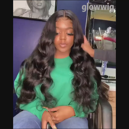 13x6 HD Lace Front Wigs Human hair Pre Plucked 180 Density 12A Brazilian Body Wave Frontal Wigs Human Hair with Baby Hair Natural Hairline Natural Black Color