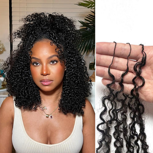 Knotless Pre Separated Human Hair Crochet Extensions for Braids Afro Kinky Curly Brazilian Virgin Feather Hair Bundles Boho Twist Braiding Hair for Black Women